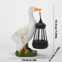 Décoration de jardin d'extérieur, petites statues de canard en résine blanche, lanterne solaire à LED, résistante à l'eau, écologique, sculptures d'art pour patio et pelouse