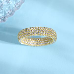 Anello Circolare in <span class=keywords><strong>Argento</strong></span> Puro S925 Placcato con Moissanite, Stile Hip Hop Europeo-Americano, Gioielli di Tendenza per <span class=keywords><strong>Uomo</strong></span> e Donna - Product Image 3