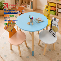 EDULAND Juego de Mesa y Sillas de Madera para Niños con Temática Animal, Muebles Infantiles para Guardería, Sala de Juegos, Montessori OEM/ODM