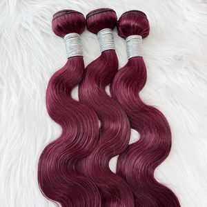 วิกผมบราซิลเลียนแบบคู่สีเบอร์กันดีทำจากขนสัตว์แท้จากกัมพูชาธรรมชาติ - Product Image 1