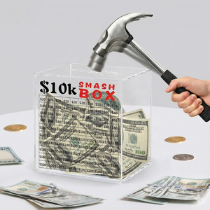 Boîte à épargne en acrylique transparente personnalisée, défi d'épargne de 10 000 $, tirelire numérique, boîte à briser les chiffres pour enfants, filles, argent liquide, pièces de monnaie, coffre-fort - Product Image 2