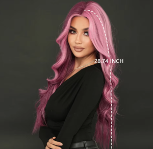 Perruque Lace Front en Cheveux Naturels Vietnamiens, Vente en Gros Usine, 28 Pouces, Longue Ondulée Violette pour Femmes - Product Image 3