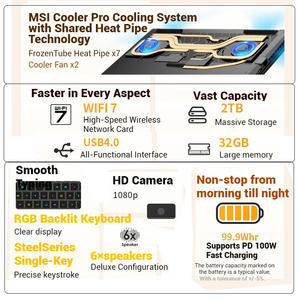 Computadoras portátiles MSI Stealth A16 AI 2025 económicas Nueva computadora portátil Ryzen AI9HX 370 de 16 pulgadas para juegos Rtx5070Ti 32G 2TB - Product Image 3