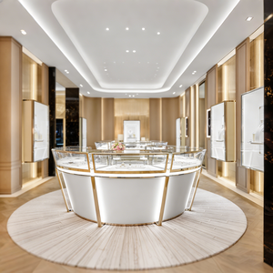LUX Modern Elegance Illuminated Custom Jewelry Displays in Cream Lacquer with Recessed Warm LED Lighting - Product Image 3