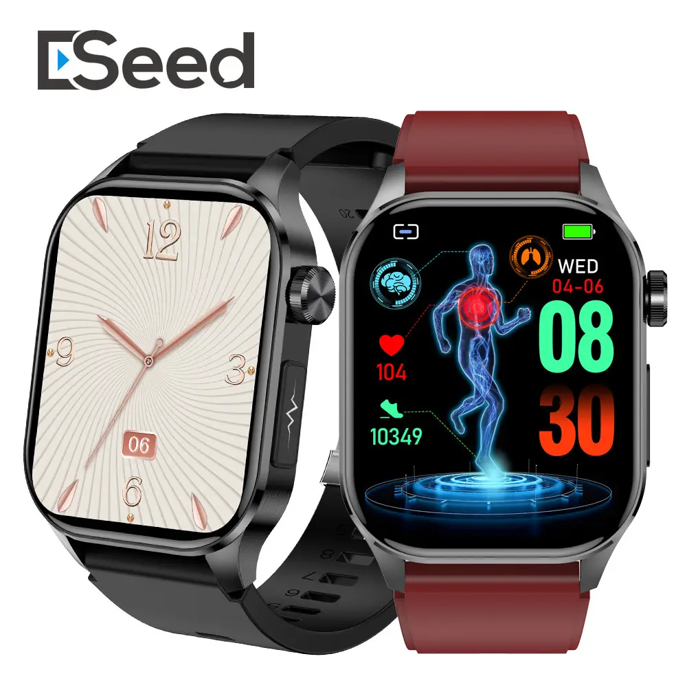 Eseed 2,04 Zoll Bildschirm ET580 Smartwatch Harnsäure Blut Lipide Fett HRV EKG Gesundheit Smart Watch mit SOS-Anruffunktion Uhren