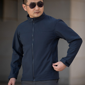Customized Printed <strong>Waterproof</strong> <strong>Warm</strong> Standing Collar Men's Autumn Casual Softshell Fleece Jacket 300gsm Zipper Closure - Product Image 4