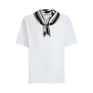 Logo personnalisé Sport Personnalisé Piqué Coton Soie Écharpe T-Shirt Fabricant Designer Blanc Luxe T-Shirt pour Hommes - Product Image 1