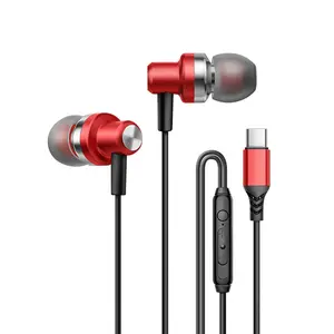 Factory Price 1.2M Type-C In-Ear Wired Earphone with Mic Handsfree Volume Control Earphones Headphones for iPhone
