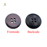 Penjualan Panas Kancing Plastik Resin Hitam Bulat Besar 15mm-20mm dengan 4 Lubang untuk Logo Kaos Polo & Aksesori Pakaian.