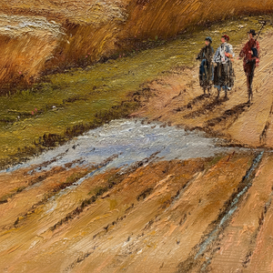 Dipinti a olio da campo classici dipinti a mano 20in × 24in tre persone nella fattoria arte 100% arti su tela - Product Image 1