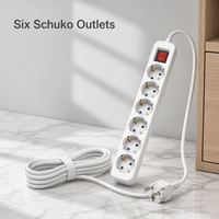 Multiprise de bureau 6 prises, 1,5 m, 16A/250V, 3680W, en ABS blanc, norme européenne, fabriquée en Chine