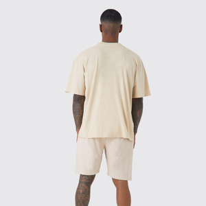 T-shirt surdimensionné en nylon avec boutons sur mesure pantalon court pour hommes ensembles de deux pièces survêtements pour hommes sérigraphie personnalisée - Product Image 5