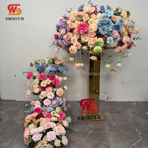 Chemin de table en fleurs artificielles lisses, arrangement de fleurs rondes pour mariage, chemin de table coloré pour décoration de mariage - Product Image 2