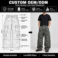 Pantalon cargo camouflage tactique ample et droit en coton délavé et nylon ripstop sergé, style skate, pour homme, personnalisé en usine