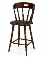 Tabouret de bar commercial en bois massif avec siège rembourré en PU, chaise haute pour bistrot, café, hôtellerie, mobilier de projet
