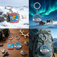 Llavero de Metal Ecológico con Logotipo Personalizado al por Mayor, Diseño de Dibujos Animados, Temática Ártica de Svalbard, Oso Polar, Luces del Norte, Regalos