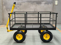 Chariots de jardin en acier - Plateforme de 1400 lb avec roues gonflables tout-terrain pour la cour, la pelouse, la ferme et les outils de jardinage