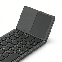 Keyboard Mini Lipat Tiga dengan Touchpad, Ultra-Slim, Portabel, Nirkabel untuk Tablet, Ponsel, dan PC Android, iOS, Windows