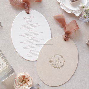 Tarjeta de Menú de Boda Personalizada con Cinta, Elegante Tarjeta de Felicitación de Papel de Algodón con Estampado en Caliente, Etiqueta con Nombre, Logotipo Personalizado, Publicidad Impresa - Product Image 2