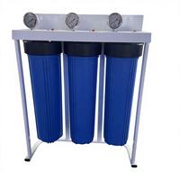 Système de filtration d'eau pour toute la maison, 20 pouces, 4,5 pouces, triple filtre Big Blue, cadre en acier inoxydable avec cartouches PP GAC CTO