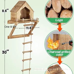Massief Hout Winter Eekhoorn <span class=keywords><strong>Feeder</strong></span> Cross-Border Home Decor Opknoping Notenblad Voor Buiten Tuin Houten Eekhoorn Nest - Product Image 6