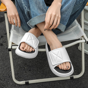 White And Black Slides EVA Breathable Anti Slip <b>Flat</b> <b>Sandals</b> For Summer Home Bathroom Wear - Product Image 3