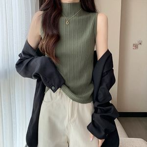Wholesale Mid-collar Sleeveless Vest Summer Temperament Bottoming Shirt Women's Outer Wear Ice <strong>Silk</strong> Knitted Inner <strong>Top</strong> Slim Fit - Product Image 2