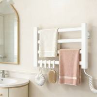 Sèche-serviettes électrique intelligent avec chauffage et séchage, design moderne, 4 barres, sans perçage, en alliage d'aluminium pour salle de bain