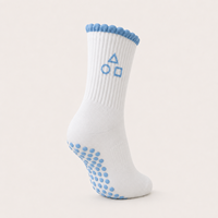 Chaussettes antidérapantes à bord festonné, jacquard géométrique personnalisé, à pois multicolores