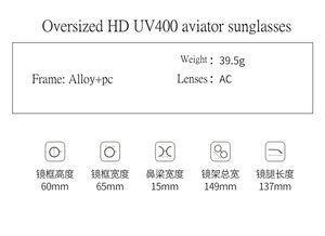 Nueva moda HD <span class=keywords><strong>Ben</strong></span> Ray diseñador gafas UV400 marco grande sapo gafas Retro moda piloto gafas de sol para hombres mujeres - Product Image 4