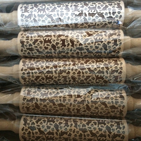 Rouleau à pâtisserie en bois de style européen, gravé et embossé, motif chat et cochon, pour biscuits et pâtisseries à motifs, idéal pour Halloween
