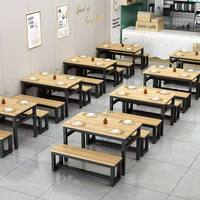 Table à manger rectangulaire en bois et acier, mobilier de restaurant commercial, cantine, design moderne