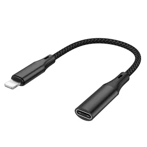 Cabo adaptador USB C para luz ning, carregamento rápido compatível com iPhone/iPad/iPod/AirPods, pacote de 4 polegadas e 27 W PD