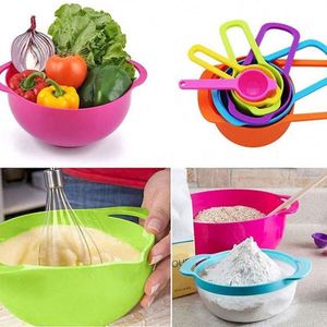 8-Piece Multifunctional Colorful Plastic Baking Tool Set Fruit Vegetable Basket Powder Sieve <b>Measuring</b> <b>Spoon</b> and Cup - Product Image 4