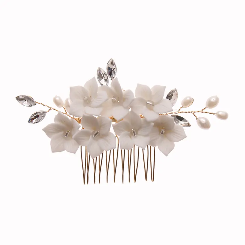 Neuankömmling Hochzeit Haarschmuck Weiße Blume Perle Haar Kamm Pin Schmuck für Frauen Party Braut Kopf bedeckung Brautjungfer Geschenk