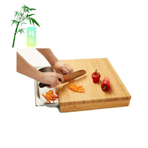 <b>Bamboo</b> Cutting Board With Drawer Storage Rectangle Kitchen Chopping Block For Food Prep - Product Image 2