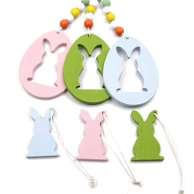 Dễ Thương Sơn Đồ Trang Trí Bằng Gỗ Nhỏ Trứng Phục Sinh Bằng Gỗ Với Bunny 6Pcs