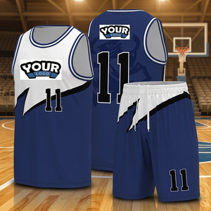Ensemble de maillots de basket-ball personnalisés à col en V sans manches, imprimés numériquement, numéro 11, logo, adultes, unisexe, polyester respirant, équipe - Product Image 3