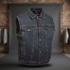 <b>Denim</b> <b>Vest</b> Wholesale Winter Fashion Classic <b>Men's</b> Formal Casual Breathable Button Closure Slim Fit Outerwear - Product Image 3