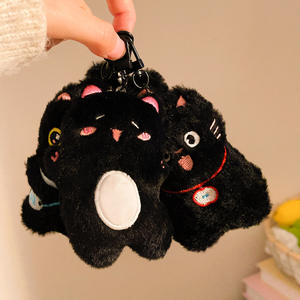 Llavero de Peluche de Gato Negro, Juguete de Peluche Suave al por Mayor, Animal de Peluche de Dibujos Animados con Ojos Grandes para Decoración de Bolsos - Product Image 1
