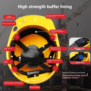 Casque de sécurité jaune de type V, sans fentes, suspension à 6 points, pour la construction - Product Image 4