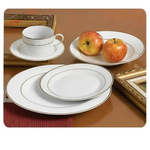 סט כלי בית 30 יחידות כלי אוכל פורצלן צבעוני מדבקות זהב/ כלי אוכל קרמיקה פורטוגזית - Product Image 3