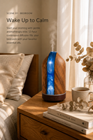 Diffuseur d'arômes en bois d'acacia 100 ml, effet rivière de résine, humidificateur ultrasonique silencieux à effet galaxie bleue, cadeau artistique, OEM, faible MOQ 50 pièces