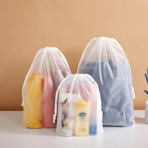 Nueva bolsa de almacenamiento de embalaje de cuerda de tracción translúcida de poliéster <span class=keywords><strong>Cool</strong></span> Frosted Eva Pvc bolsa con cordón - Product Image 4