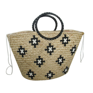 <span class=keywords><strong>Bolso</strong></span> de paja tejido para mujer, bolsa de paja tejida a mano, colorida e informal, para playa, para verano - Product Image 1