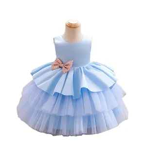 M188 новая одежда для выпускного вечера с бантом для маленьких девочек Детская помпезная праздничная одежда для принцесс балетные платья
