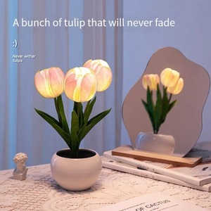 Lámpara de Mesa Tulipán LED, Lámpara de Noche con Simulación de Ramo de Flores, Ambiente Romántico para Dormitorio, Regalo de Cumpleaños, Decoración del Hogar - Product Image 2