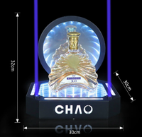 Présentoir LED pour Bouteilles avec Miroir Infini, Vitrine pour Bouteilles de Whisky et Vin en Fer Forgé, Rechargeable pour Bar, KTV, Boîte de Nuit