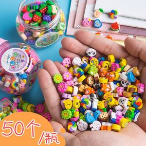 Paquete de 50 Borradores de Goma con Forma de Animales y Frutas, Borradores de Lápiz Creativos Kawaii, Material Escolar para Niños y Estudiantes, Mini Borradores de Dibujos Animados - Product Image 2