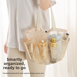 תיק רחצה רשת לאמבטיה, תיק רחצה נייד לתלייה עם כיס קטן, תיק חוף - Product Image 5